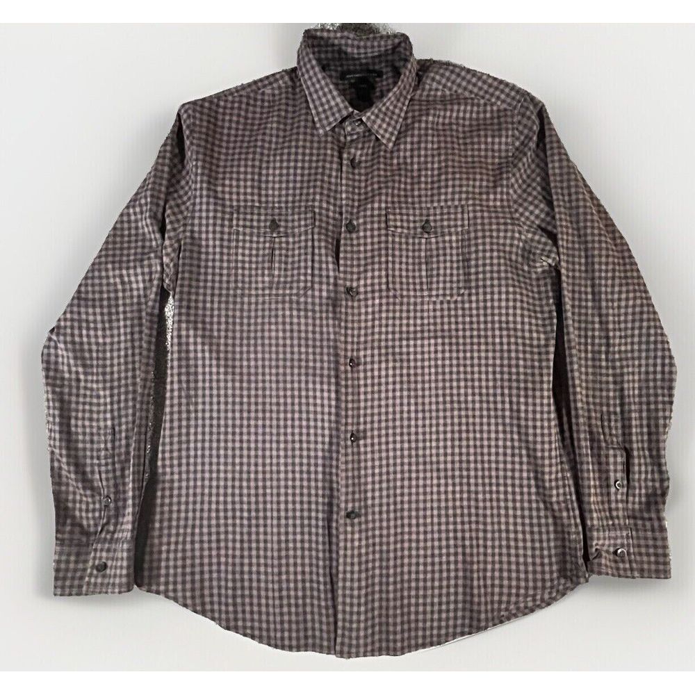 John Varvatos‎ Luxe Button Down Shirt Size Large Gingham Check Long Sleeve